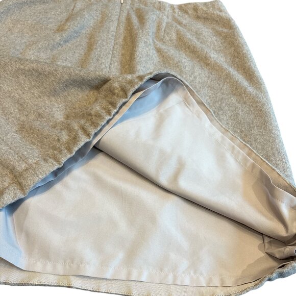 ANN TAYLOR Wool Skirt Sz 6 Taupe Cream Back Zip Front Pockets Knee Length - Picture 7 of 13